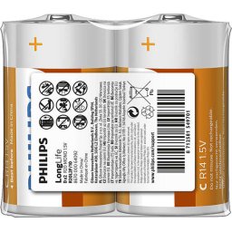 Philips Longlife батерия R20 (D), 2-foil