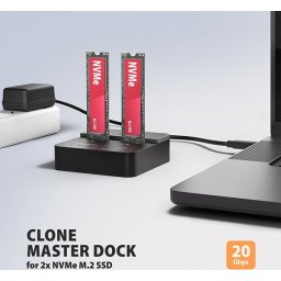 AXAGON ADSA-M2C22L - USB-C 20Gbps docking station for 2x M.2 NVMe SSD