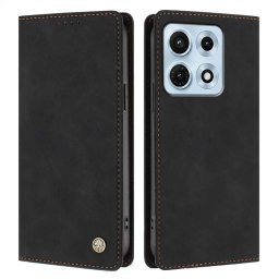 Кожен калъф тип портмоне с магнитна закопчалка за Motorola Edge 70 Max 5G - черен