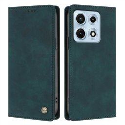 Кожен калъф тип портмоне с магнитна закопчалка за Motorola Edge 70 Max 5G - тюркоазен