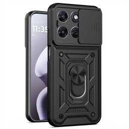 Хибриден гръб със стойка и слайдър за камера за Motorola G57 Power 5G - черен