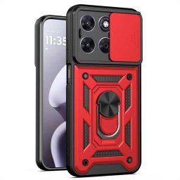 Хибриден гръб със стойка и слайдър за камера за Motorola G57 Power 5G - червен