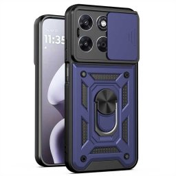 Хибриден гръб със стойка и слайдър за камера за Motorola G57 Power 5G - тъмно син