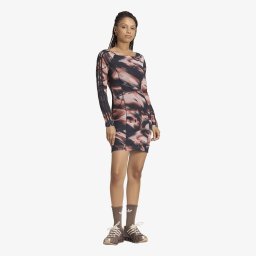 Облекло adidas Graphic Mini Dress Vermillion/ Crystal Linen/ Aurora Coffee L