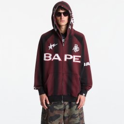 Суитшърт A Bathing Ape Hand Draw Football Shark Relaxed Fit Full Zip Hoodie UNISEX Black XXL
