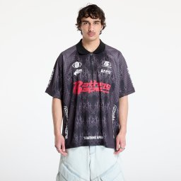 Тениска A BATHING APE Flame Pattern Overall Print Half Zip Relax Fit Polo Shirt UNISEX Black M