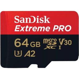 Карта памет SanDisk Extreme PRO microSDXC 64GB - U3, A2, V30 с SD адаптер