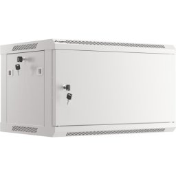 Комуникационен шкаф Lanberg rack cabinet 19" wall-mount 6U/600x450 for self-assembly with metal door grey (flat pack)