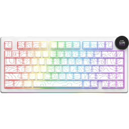 Геймърска механична клавиатура Ajazz AK820 V2 PRO - White peach Switch [Linear], White