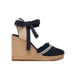 Tommy Hilfiger Еспадрили Fringe Canvas High Wedge FW0FW08878 Тъмносин