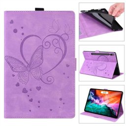 Кожен калъф с пеперуда за Samsung Galaxy Tab S11/S10 Lite - лилав