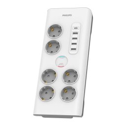 PHILIPS Surge protector 6 outlets 5 USB ports 2m cable