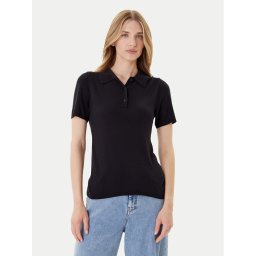 Calvin Klein Тениска с яка и копчета LV044C341G Черен Regular Fit