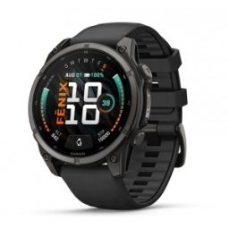Garmin fēnix® 9 - 47 мм Carbon Grey DLC Titanium с Black силиконова каишка
