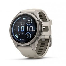 Garmin fēnix® 9 Pro, inReach® - 43 мм Titanium с Fog Grey/Dark Sandstone sandstone силиконова каишка