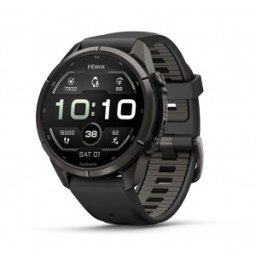 Garmin fēnix® 9 Pro, inReach® - 43 мм Carbon Gray DLC Titanium с Black/Pebble Grey силиконова каишка