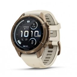 Garmin fēnix® 9 Pro, inReach® - 43 мм Autumn Gold Titanium с Cream/French Grey силиконова каишка