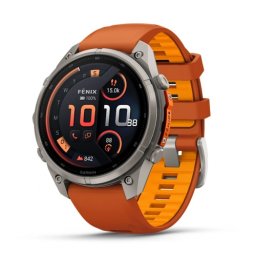 Garmin fēnix® 9 Pro, inReach® - 47 мм Titanium с Autumn Orange/Spark Orange силиконова каишка