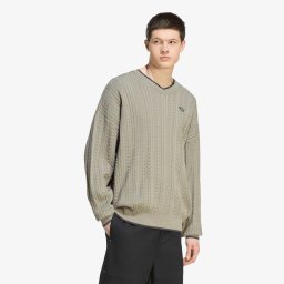 Пуловер adidas Cable Knit Crewneck Sweatshirt Silver Pebble XXL