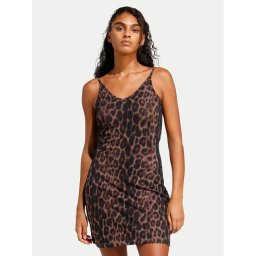 adidas Ежедневна рокля Seasonal Essentials Leopard Print JZ0204 Кафяв Slim Fit