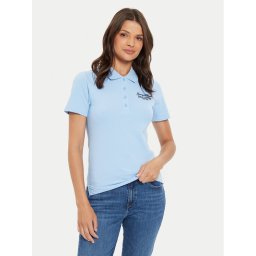 Tommy Hilfiger Тениска с яка и копчета Script WW0WW43624 Светлосиньо Slim Fit