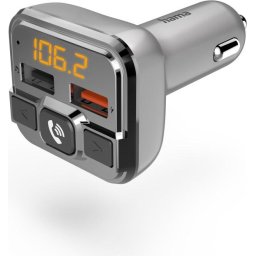 FM Трансмитер HAMA, 2 x USB, SD слот за карта ,Bluetooth, Hands-Free, Сив