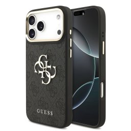 Кейс Guess PU Leather 4G Metal Logo Gold Frame Case за iPhone 18 Pro Max / 17 Pro Max - Черен