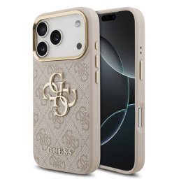 Кейс Guess за iPhone 18 Pro / 17 Pro, PU Leather 4G Metal Logo Gold Frame Case - Розов