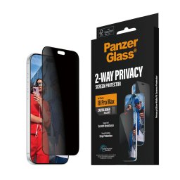 Стъклен протектор PanzerGlass за iPhone 18 Pro Max, 2-Way Privacy, Ultra-Wide Fit w. EasyAligner