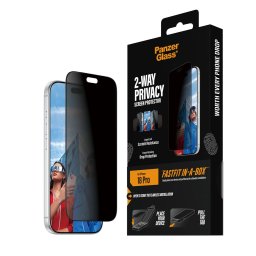 Стъклен протектор PanzerGlass за iPhone 18 Pro 2-Way Privacy, Ultra-Wide Fit w. FASTFIT IN-A-BOX