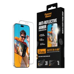 Стъклен протектор PanzerGlass за iPhone 18 Pro Max, Anti-reflective Armor w. FASTFIT IN-A-BOX