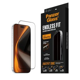 Стъклен протектор PanzerGlass за iPhone 18 Pro/17 Pro, Endless Fit 3D Curve w. FASTFIT IN-A-BOX