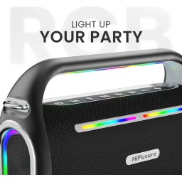 Тонколони HiFuture MusicBox100 Black, 20W Output, Karaoke Enable, Two Wireless Microphone, 4000mAh Battery (Support Power Bank),
