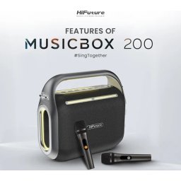 Тонколони HiFuture MusicBox200 Black, 100W Output, Karaoke Enable, Two Wireless Microphone, 12000mAh Battery (Support Power Bank