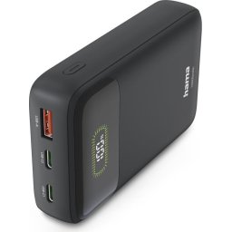 HAMA Външна батерия "PD10-W20", 10000 mAh, 3 изхода: 2 x USB-C, USB-A, Бързо зареждане