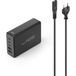 HAMA Зарядна станция 140 W, GaN, Fast Charger, 3 x USB-C, 2 x USB-A, PD