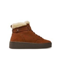 Tommy Hilfiger Зимни обувки Faux Fur Nubuck Low Lace-Up FW0FW08172 Кафяв