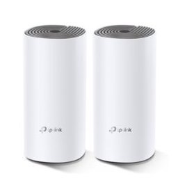 Безжична Wi-fi система TP-Link Deco E4 AC1200 (2-pack), 1167Mpbs, 2.4GHz 300Mbps/5GHz 867 Mbps, Wireless AC, 2x 2 10/100Mbps, 2 вътрешни двулентови антени