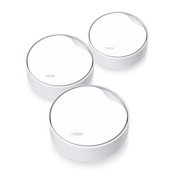 Безжична Wi-fi система TP-Link Deco X50-PoE (3-pack), 3000Mbps, 2.4GHz (574 Mbps), 5GHz (2402 Mbps), Wireless AX, 1x 10/100/1000 LAN/WAN, 1x 10/100/2500 LAN/WAN, 4 вътрешни антени, PoE, 3 устройства