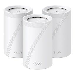 Мрежеста система TP-Link Deco BE65 (3-pack), 9214Mbps, 2.4GHz (574 Mbps)/ 5GHz (2880Mbps)/ 6GHz (5760Mbps), Wireless BE, 4x 10/100/1000/2500 Mbps RJ45, 1x USB-A 3.0, 4 вътрешни антени