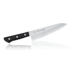Кухненски нож Tojiro DP Damascus Chef, 18 см, неръждаема стомана, 37-пластова кована стомана, черен