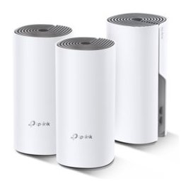 Безжична Wi-fi система TP-Link Deco E4 AC1200 (3-pack), 1167Mpbs, 2.4GHz 300Mbps/5GHz 867 Mbps, Wireless AC, 3x 2 10/100Mbps, 2 вътрешни двулентови антени
