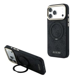 Кейс Guess PU 4G Ring Stand MagSafe Case за iPhone 18 Pro / 17 Pro - Черен