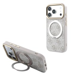 Кейс Guess PU 4G Ring Stand MagSafe Case за iPhone 18 Pro / 17 Pro - Розов