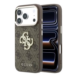 Кейс Guess PU 4G Strass Metal Logo Case за iPhone 18 Pro Max / 17 Pro Max - Кафяв