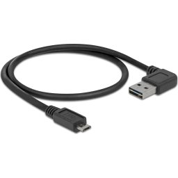 Кабел Delock EASY-USB 2.0 Type-A мъжко angled left / right > USB 2.0 Type Micro-B мъжко 0,5 m