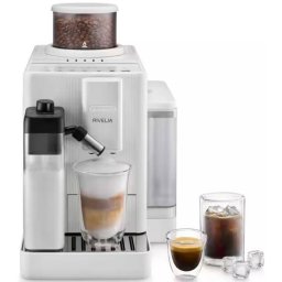 Кафеавтомат De’Longhi Rivelia Start EXAM420.55.WXL, 10 напитки, 2 контейнера за кафе на зърна, , Кана за мляко с технология LatteCrema, Мелачка с 13 настройки, 1450W, 15 бара, Бял
