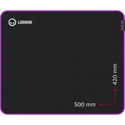 Lorgar Main 315, Gaming mouse pad, High-speed surface, Purple anti-slip rubber base, size: 500mm x 420mm x 3mm, weight 0.39kg
