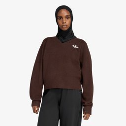 Пуловер adidas Essentials Knit V-Neck Sweatshirt Long Sleeve Aurora Coffee XS