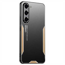 Алуминиев гръб за Samsung Galaxy A37 5G - черен със златиста рамка